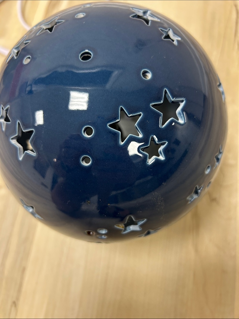 Ceramic Star Projector Lamp in Navy Blue image 3